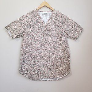 Apple Life Heart Floral Feminine Scrub Top